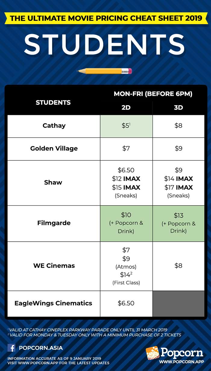 Students Movie Ticket Pricing Singapore